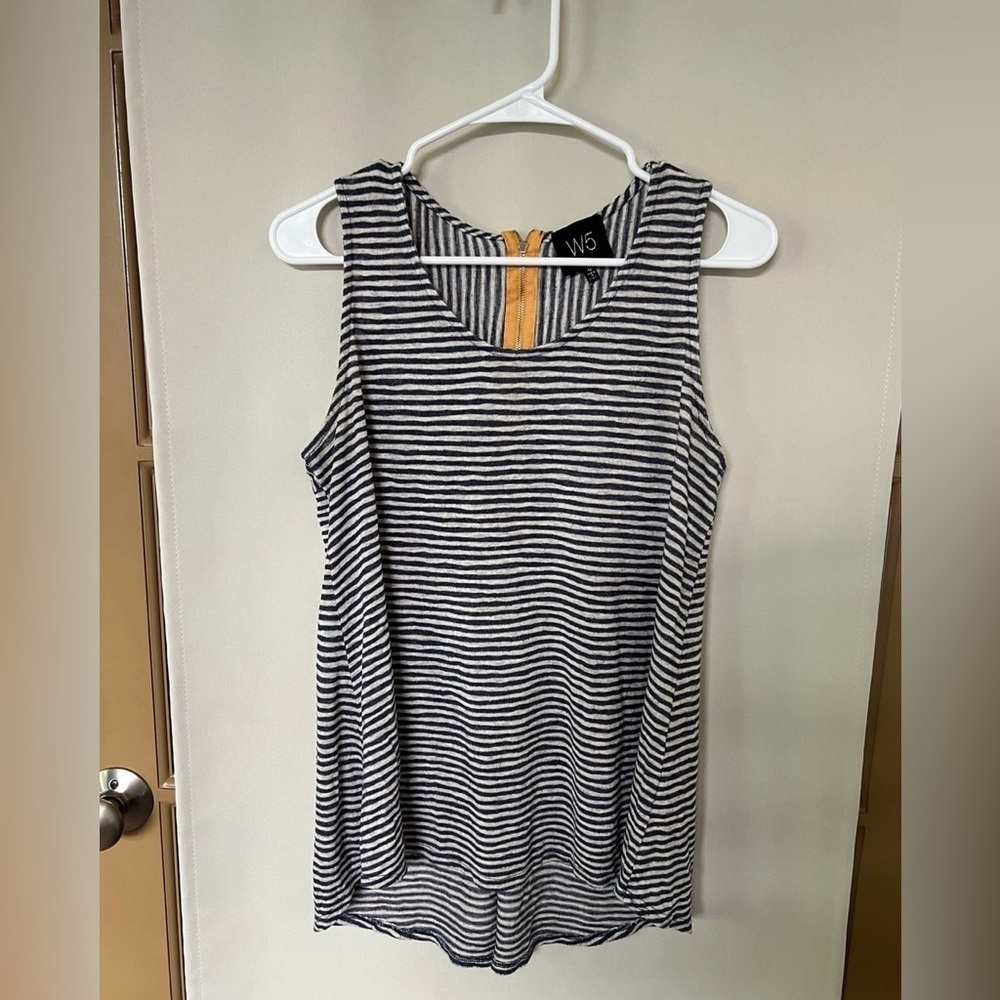 W5 Womens Medium Blue White Stripe Tank Top